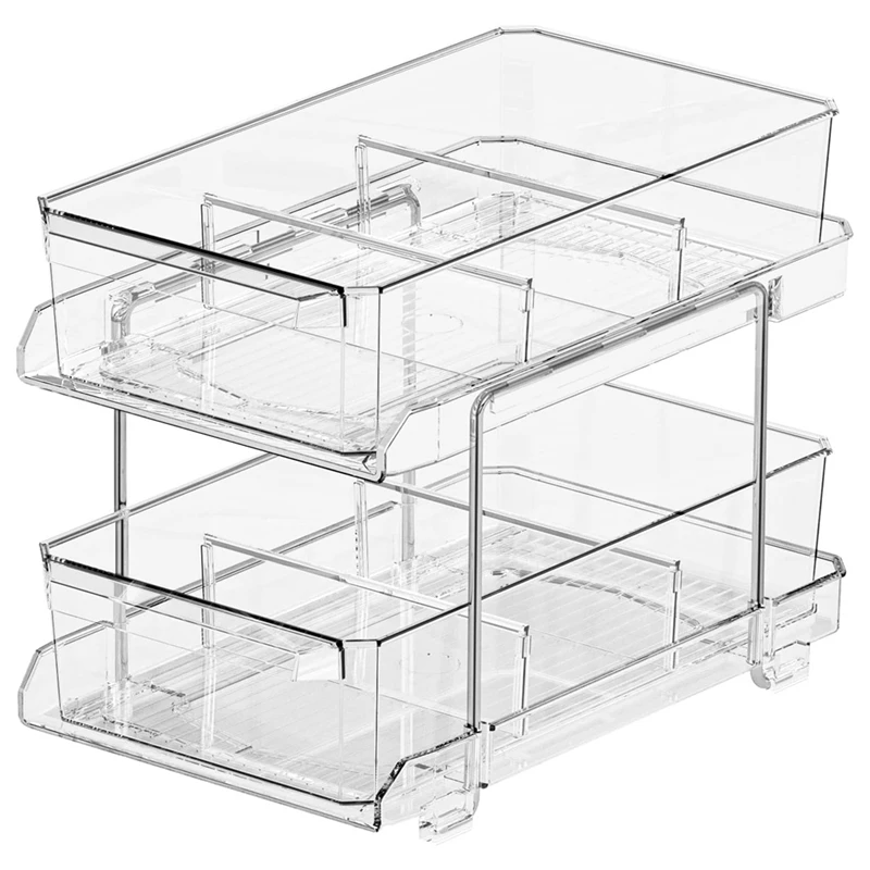 Multi-Purpose Storage Container Slide-Out Clear Storage Container With Dividers For Bathroom And Kitchen Counter
Multi-Purpose Storage Container Slide-Out Clear Storage Container With Dividers For Bathroom And Kitchen Counter