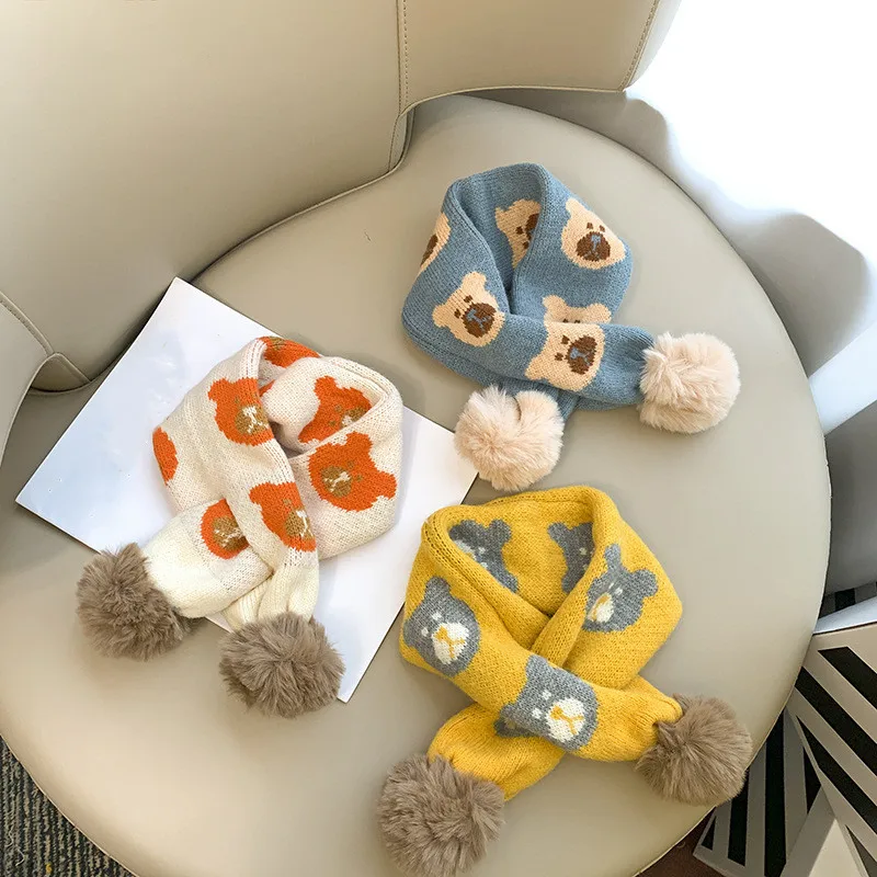 Cute Cartoon Pompoms Scarf for Baby Boys Girls Korean Fashion Autumn Winter Wool Knit Thick Warm Scarf for Kids Children 2-6Y 
Cute Cartoon Pompoms Scarf for Baby Boys Girls Korean Fashion Autumn Winter Wool Knit Thick Warm Scarf for Kids Children 2-6Y