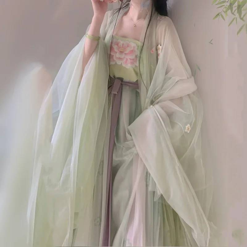 

Новинка 2023, традиционный китайский набор ханьфу в старинном китайском стиле, Женский костюм для косплея, летний костюм ханьфу с большими рукавами, свободный костюм, китайское платье