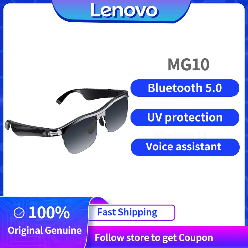 

Lenovo MG10 Smart Music Sunglasses with Headphones HIFI Sound Quality Headphone Wireless BT 5.0 Driving Glasses Hands-free Call