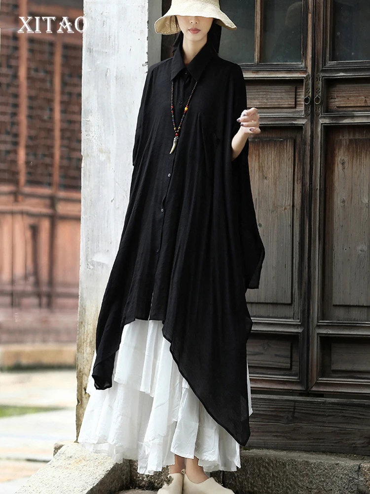 XITAO Bat Wing Sleeve Sunscreen Shirt Women Irregular Simplicity Possessing Natural Grace New Long Casual Shirt SMH1886 
XITAO Bat Wing Sleeve Sunscreen Shirt Women Irregular Simplicity Possessing Natural Grace New Long Casual Shirt SMH1886