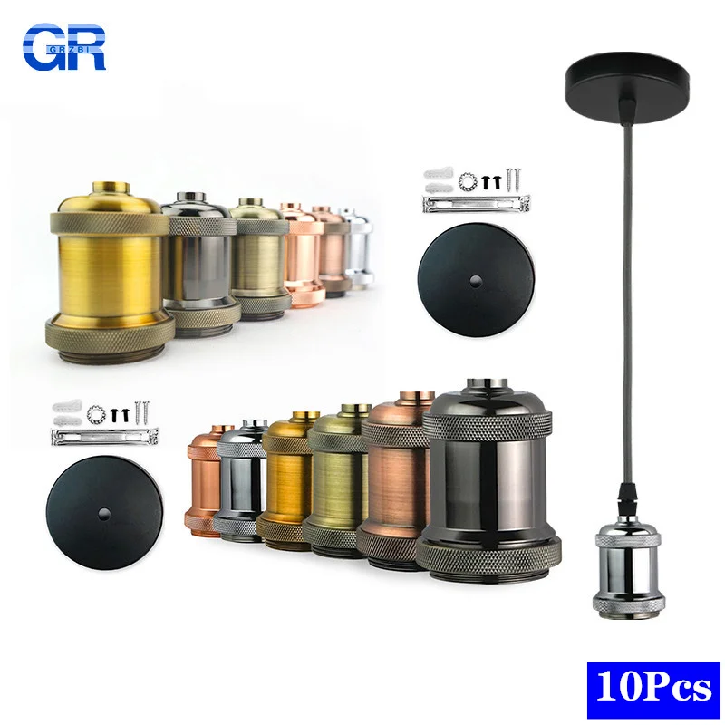 

10pcs/lot Vintage Lamp Socket E27 Base E26 Bulb Holder Pendant Fitting Cap 110V 220V DIY Retro LampHolder For Indoor Lighting