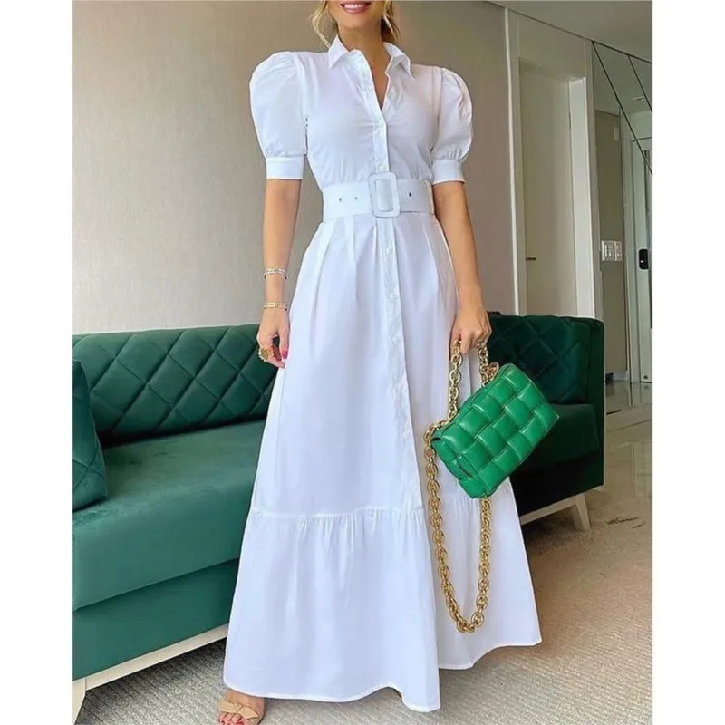 White Shirt Long Dress Summer Puff Sleeve Striped Maxi Dress Robe Fashion Classy Party African Dresses For Women With Belt 2022
White Shirt Long Dress Summer Puff Sleeve Striped Maxi Dress Robe Fashion Classy Party African Dresses For Women With Belt 2022