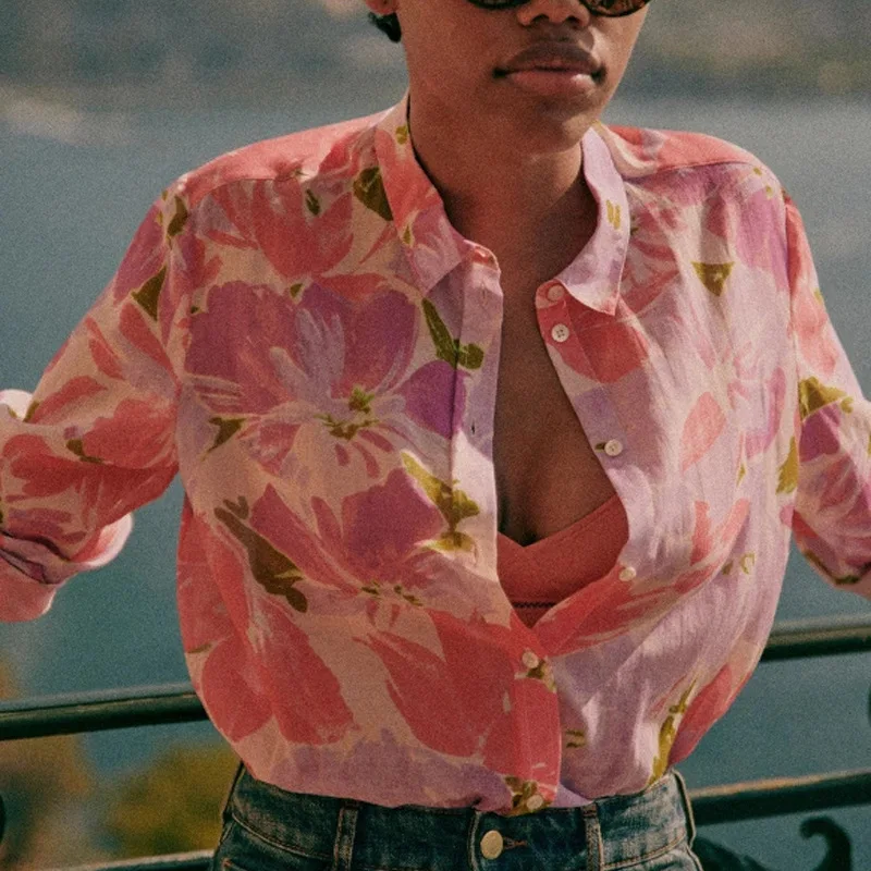 Floral Print Women Shirt tops Turn-down Collar Long Sleeve Chemise Female fashion Blouse
Floral Print Women Shirt tops Turn-down Collar Long Sleeve Chemise Female fashion Blouse