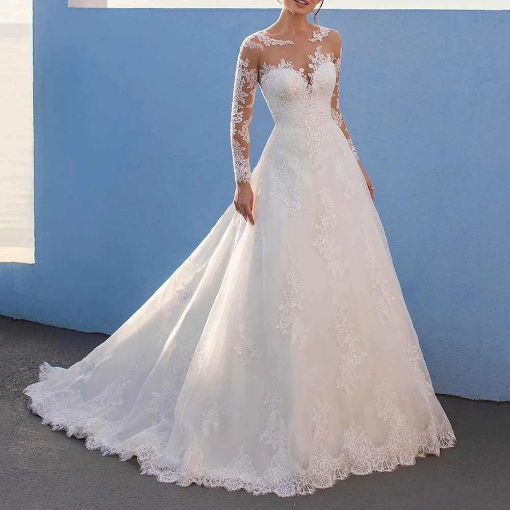 Women's wedding dress lace embroidery High neck long sleeve plus size bridal Muslim wedding gown with tran
Women's wedding dress lace embroidery High neck long sleeve plus size bridal Muslim wedding gown with tran