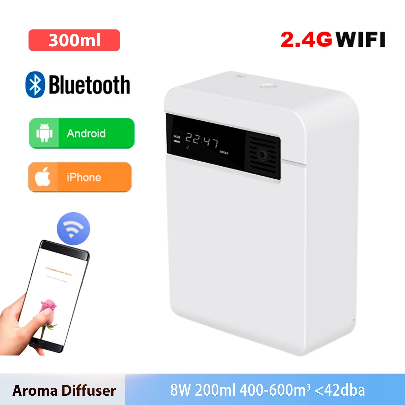 200ml Aroma Diffuser Intelligent WIFI Control Essential Oil Sprayer Large Area Aroma Diffuser Suitable for Hotel Home Office
200ml Aroma Diffuser Intelligent WIFI Control Essential Oil Sprayer Large Area Aroma Diffuser Suitable for Hotel Home Office