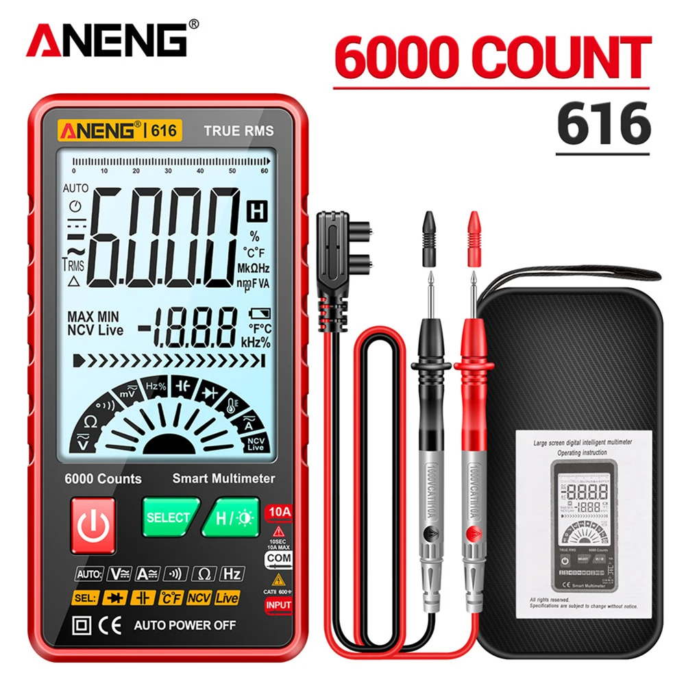 Universal Voltmeter Counts Meter Digital Multimeter Smart True 616 6000 Ammeter Capacitor Tester Range Auto
Universal Voltmeter Counts Meter Digital Multimeter Smart True 616 6000 Ammeter Capacitor Tester Range Auto