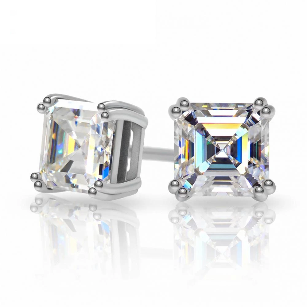 Certified 1ct 2ct D Asscher Diamond Test Passed Moissanite 18K White Gold Plated 925 Silver Earring Jewelry Woman Girl Gift
Certified 1ct 2ct D Asscher Diamond Test Passed Moissanite 18K White Gold Plated 925 Silver Earring Jewelry Woman Girl Gift