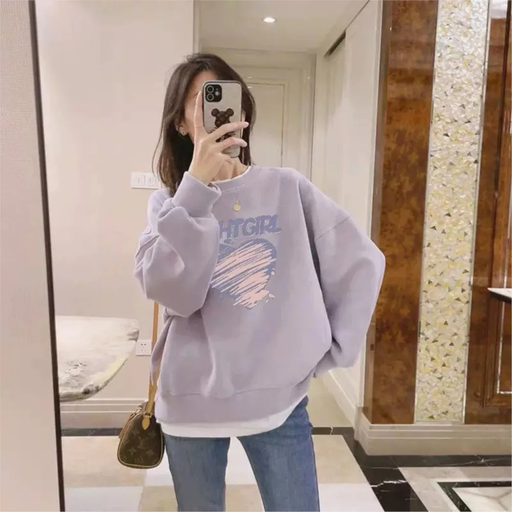 Loose Student Sweatshirt Women's Long-sleeved Top Spring And Autumn Round Neck Hoodless Jacket
Loose Student Sweatshirt Women's Long-sleeved Top Spring And Autumn Round Neck Hoodless Jacket
