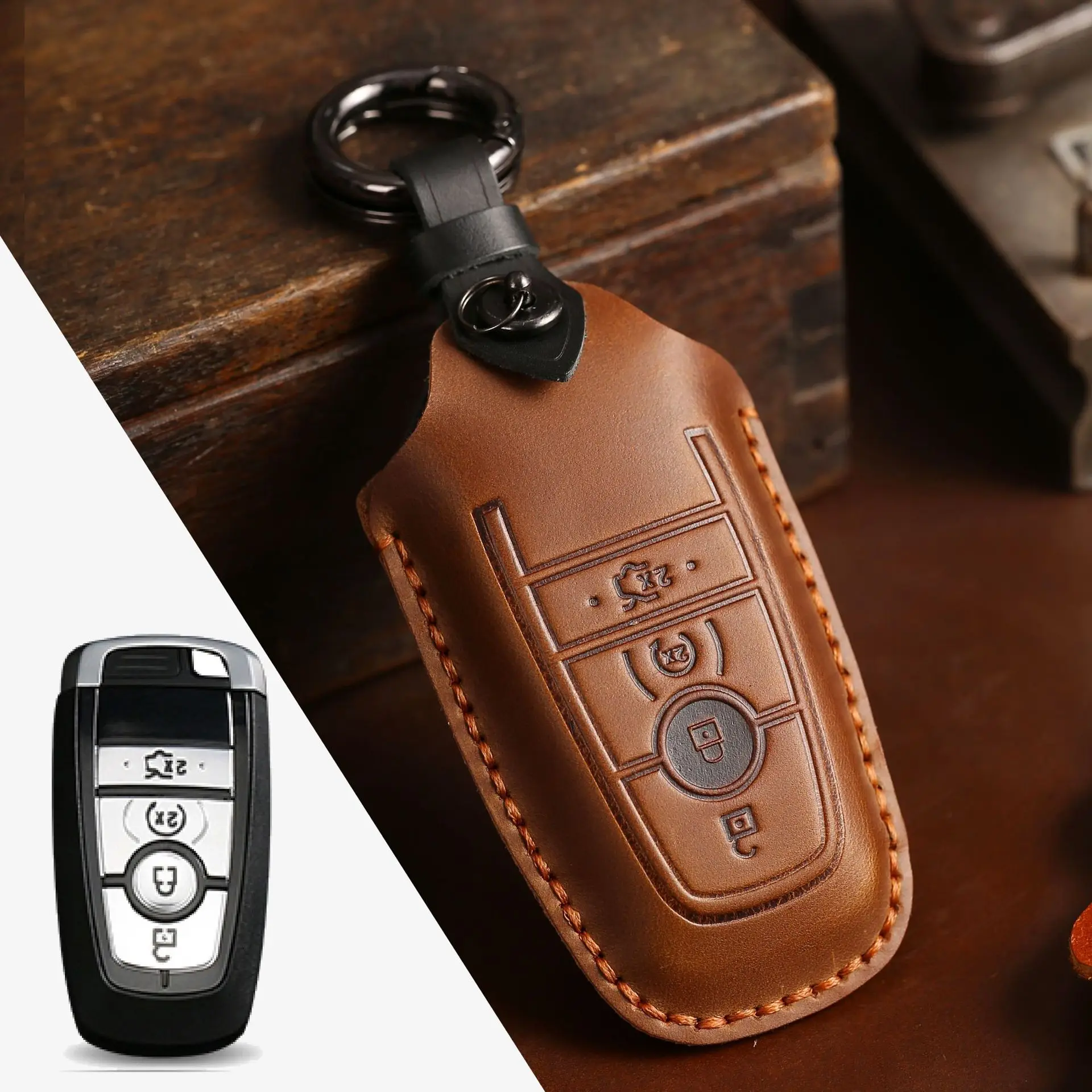 Crazy Horse Leather Car Key Case for Fusion Mustang Explorer F150 F250 F350 2017 2018 EcoSport Edge S-MAX Ranger Lincoln Mondeo
Crazy Horse Leather Car Key Case for Fusion Mustang Explorer F150 F250 F350 2017 2018 EcoSport Edge S-MAX Ranger Lincoln Mondeo