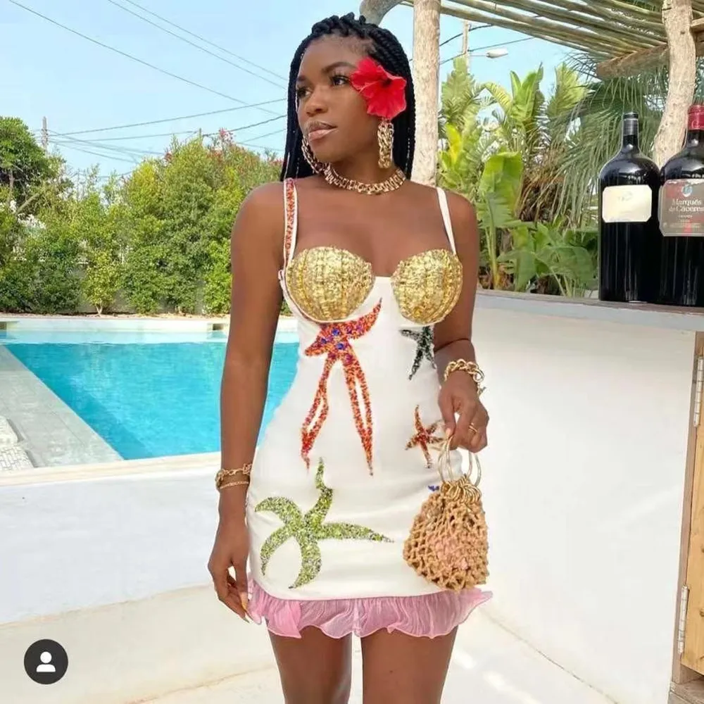 White Sequins Glitter Beading Mini Bodycon Dress 2021 New Designer Women's Sexy Bandage Backless Evening Party Dress Vestido
White Sequins Glitter Beading Mini Bodycon Dress 2021 New Designer Women's Sexy Bandage Backless Evening Party Dress Vestido