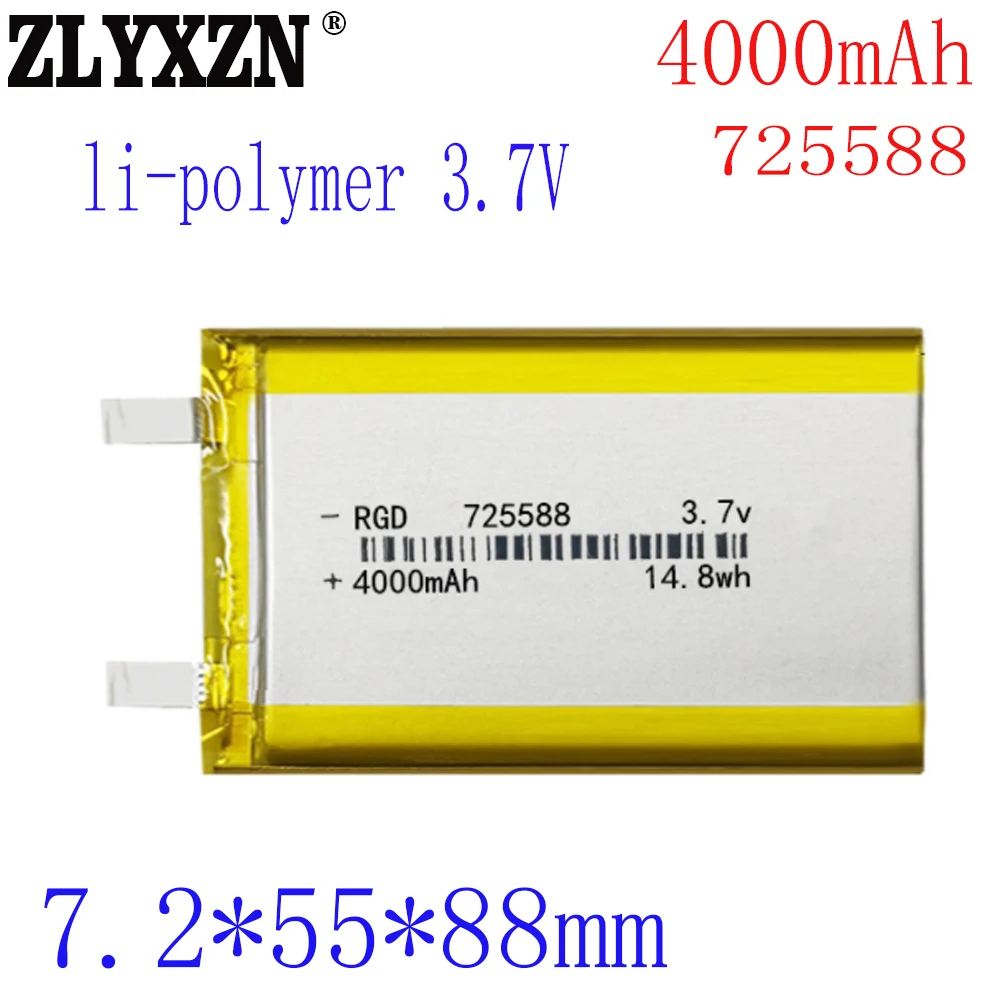 1-10pcs 725588 lithium polymer battery 4000 mah mah electronic fence intelligent card entrance guard door battery manufacturers
1-10pcs 725588 lithium polymer battery 4000 mah mah electronic fence intelligent card entrance guard door battery manufacturers