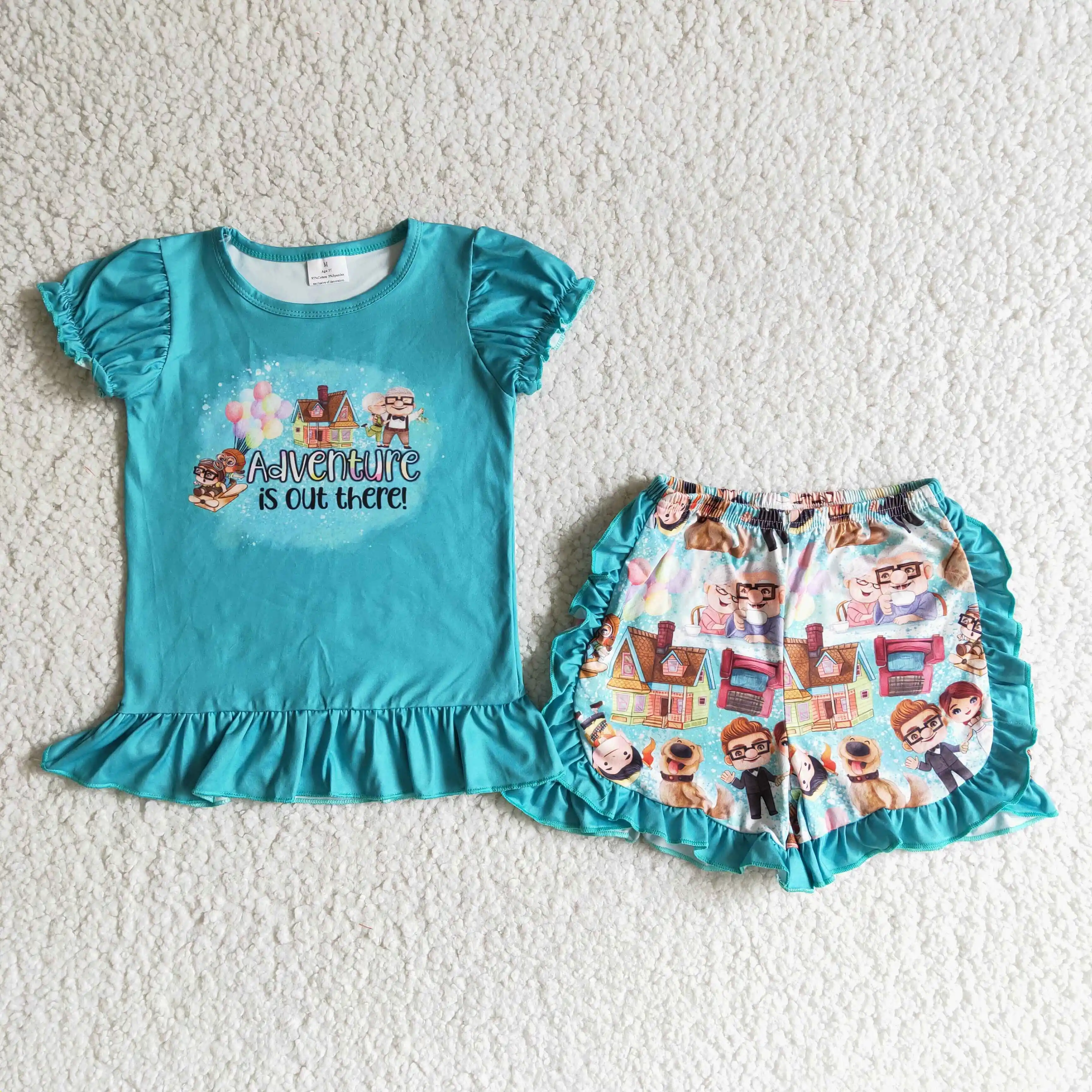 Boutique Toddlers Adventure Cartoon Outfits Baby Girls Short Sleeves Top Blue Shorts Kids Clothing Children Summer Sets
Boutique Toddlers Adventure Cartoon Outfits Baby Girls Short Sleeves Top Blue Shorts Kids Clothing Children Summer Sets