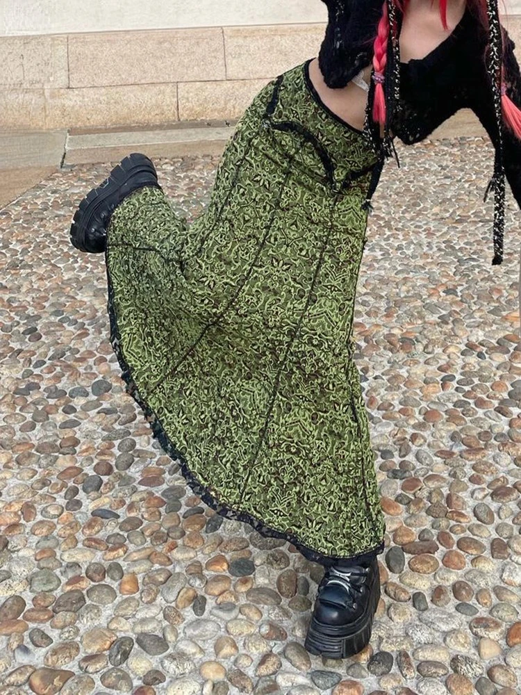 Retro Green Fairycore Midi Skirts Y2K Aesthetic Floral Print Cute Low Waist Vintage Ankle-Length Ladies Skirt Grunge
Retro Green Fairycore Midi Skirts Y2K Aesthetic Floral Print Cute Low Waist Vintage Ankle-Length Ladies Skirt Grunge