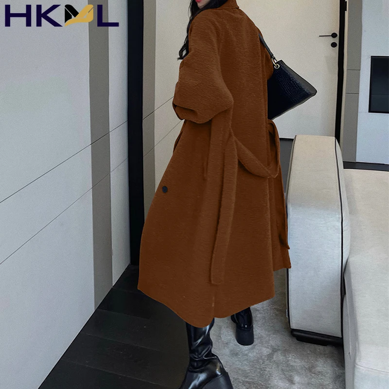 Female Fashion Lapel Elegant Overcoats Winter Warm Long Casual Lambs Wool Coat Women 2021 Belt Loose Blended Jackets
Female Fashion Lapel Elegant Overcoats Winter Warm Long Casual Lambs Wool Coat Women 2021 Belt Loose Blended Jackets