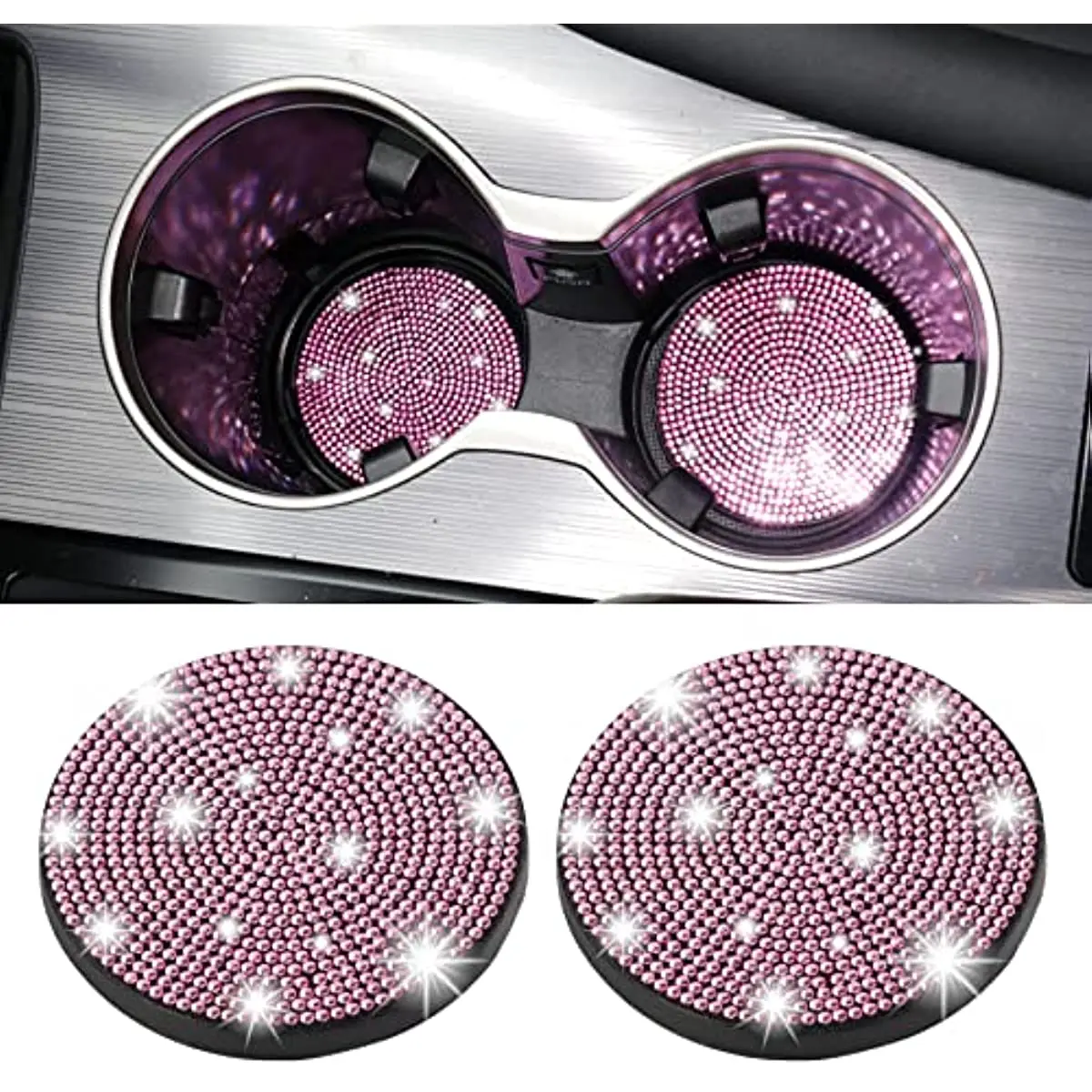 Bling Cup Holder Coasters for Car, 2PCS Universal Non-Slip Cup Holder,Shiny Crystal Car Interior Accessories Gifts for Women
Bling Cup Holder Coasters for Car, 2PCS Universal Non-Slip Cup Holder,Shiny Crystal Car Interior Accessories Gifts for Women