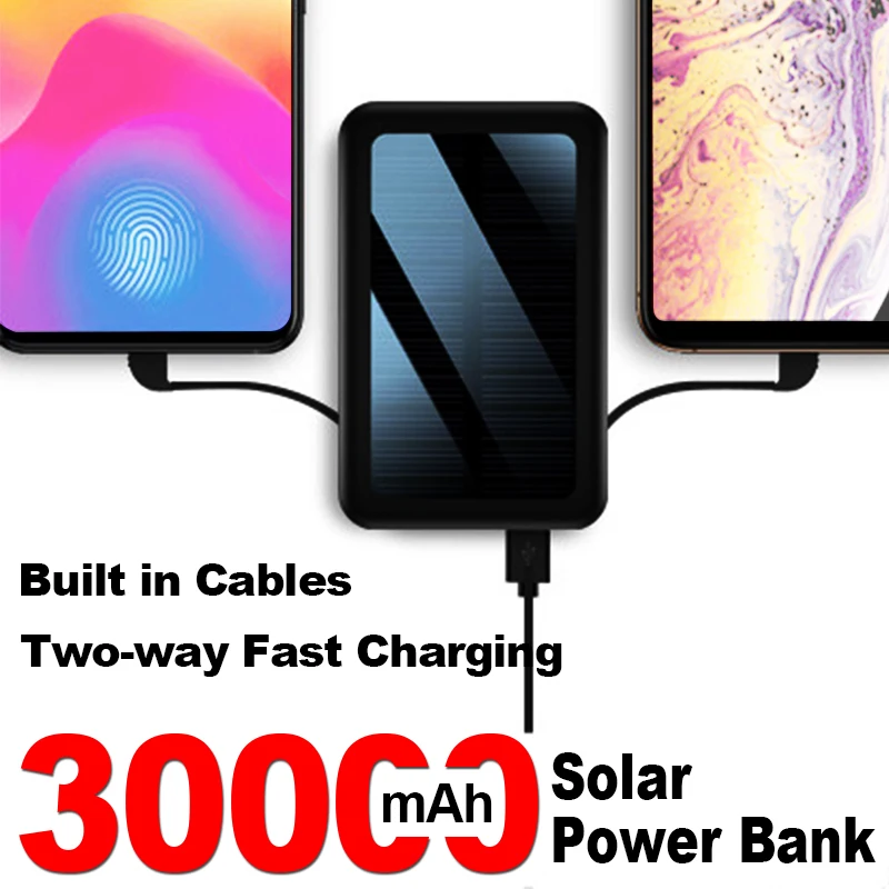 30000mAh Waterproof Solar Power Bank Two-way Fast Charging External Battery Built in Cables with LED Lamp For iPhone Huawei
30000mAh Waterproof Solar Power Bank Two-way Fast Charging External Battery Built in Cables with LED Lamp For iPhone Huawei
