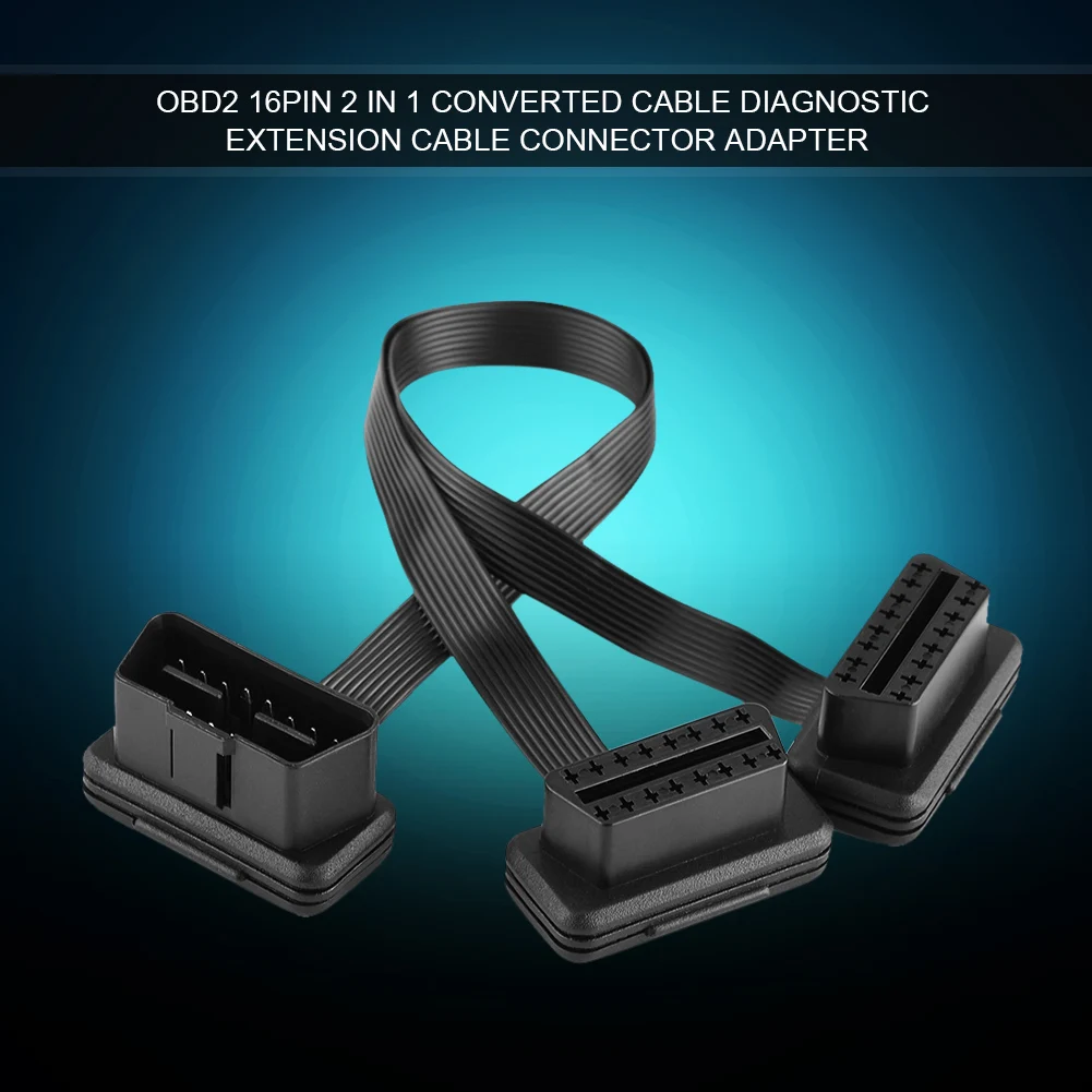 Car OBD2 16pin 2 in 1 Converted Cable Diagnostic Extension Cable Connector Adapter
Car OBD2 16pin 2 in 1 Converted Cable Diagnostic Extension Cable Connector Adapter