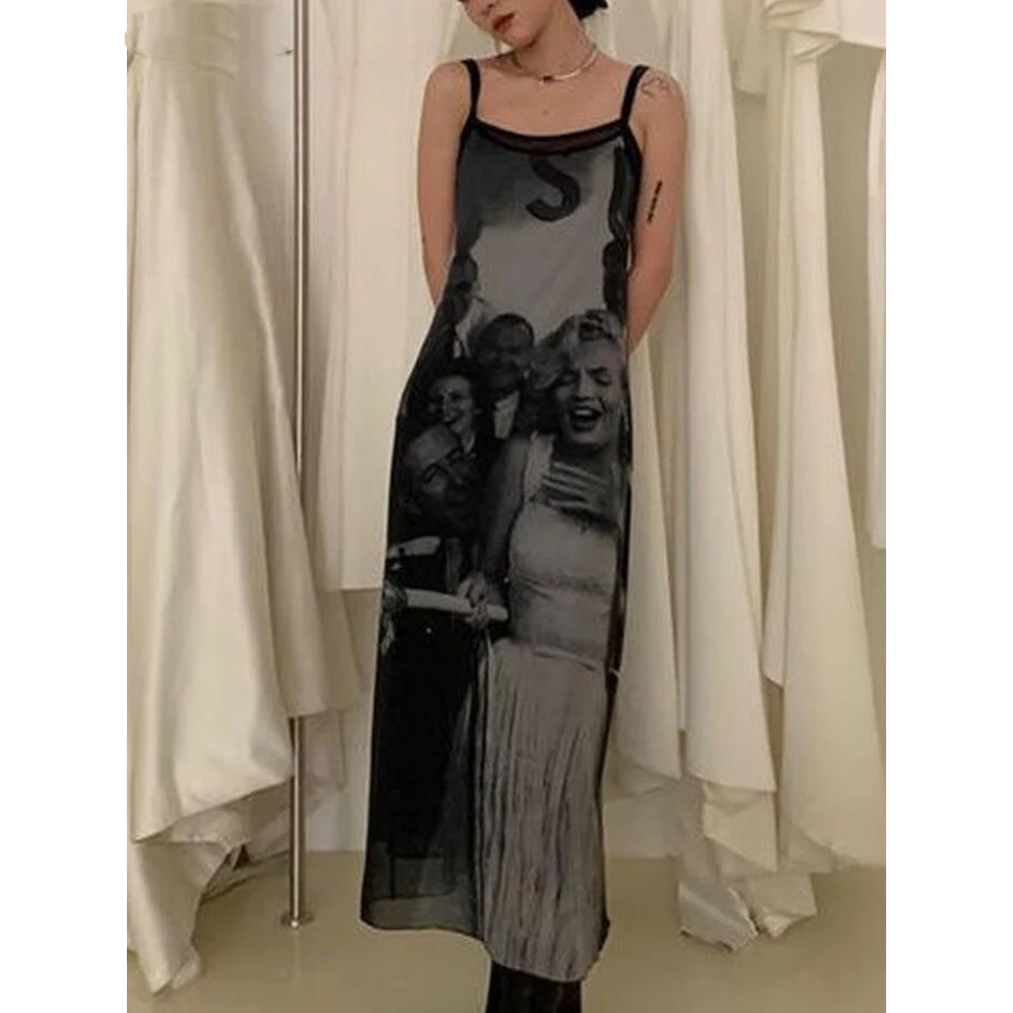 Vintage Print Y2k Spaghetti Strap Maxi Dresses Harajuku Mesh Dress Women Sexy Korean Fashion 2 Piece Set Robe Vestidos De Mujer
Vintage Print Y2k Spaghetti Strap Maxi Dresses Harajuku Mesh Dress Women Sexy Korean Fashion 2 Piece Set Robe Vestidos De Mujer