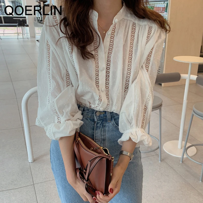 QOERLIN Chic Cutout Jacquard Polka Dot Puff Sleeve Shirts Women Oversize Blouse White Shirts Embroidered Elegant Ladies Workwear
QOERLIN Chic Cutout Jacquard Polka Dot Puff Sleeve Shirts Women Oversize Blouse White Shirts Embroidered Elegant Ladies Workwear