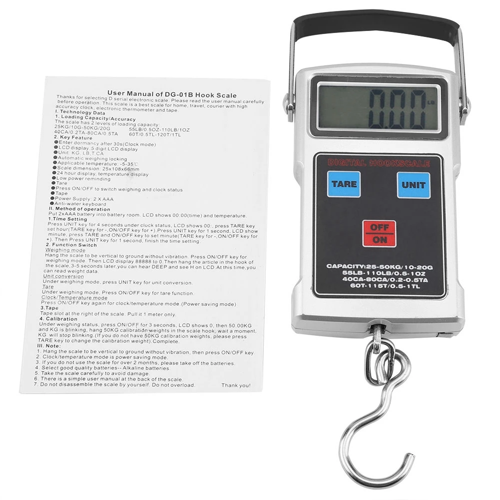 50KG Portable Electronic LCD Digital Weight Scale with Tape Measure HookDigital Scale
50KG Portable Electronic LCD Digital Weight Scale with Tape Measure HookDigital Scale
