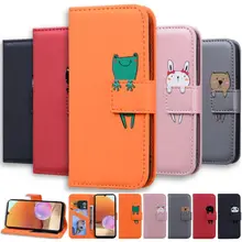 Wallet Card Holder Case For Samsung Galaxy S20 S21 FE S22 S23 Ultra Plus A13 A14 A33 A34 A52S A53 A54 5G Cute Animal Cover D22G