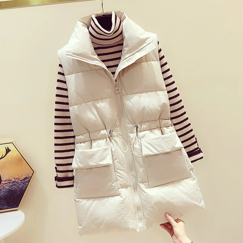 Women Winter Vests 2022 New long Vest Cotton Padded Jacket Sleeveless Female Winter Waistcoat Vest with pockets
Women Winter Vests 2022 New long Vest Cotton Padded Jacket Sleeveless Female Winter Waistcoat Vest with pockets