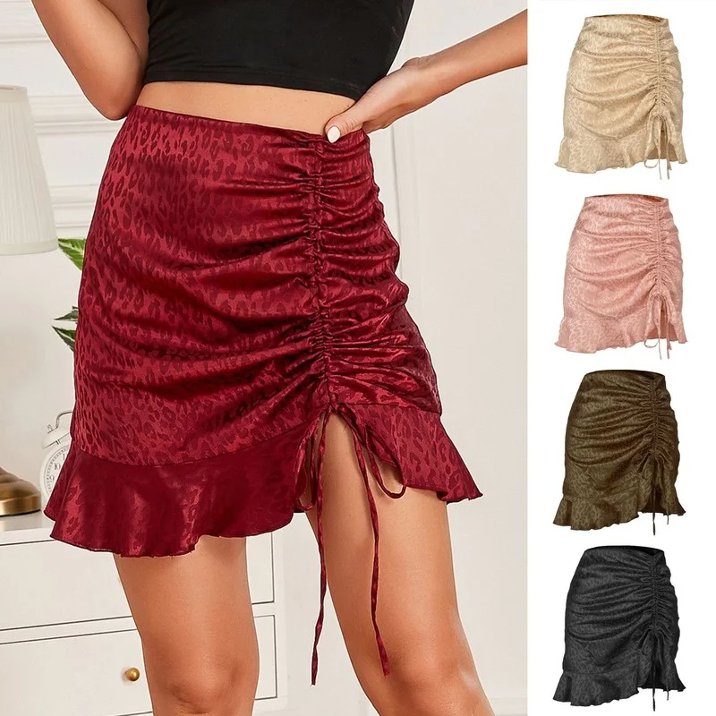 Fashion Drawstring Pleated Leopard Print Skirts Womens Sexy Jacquard Satin Mermaid Skirt Woman Zipper Ruffle Skirt Women Clothes
Fashion Drawstring Pleated Leopard Print Skirts Womens Sexy Jacquard Satin Mermaid Skirt Woman Zipper Ruffle Skirt Women Clothes