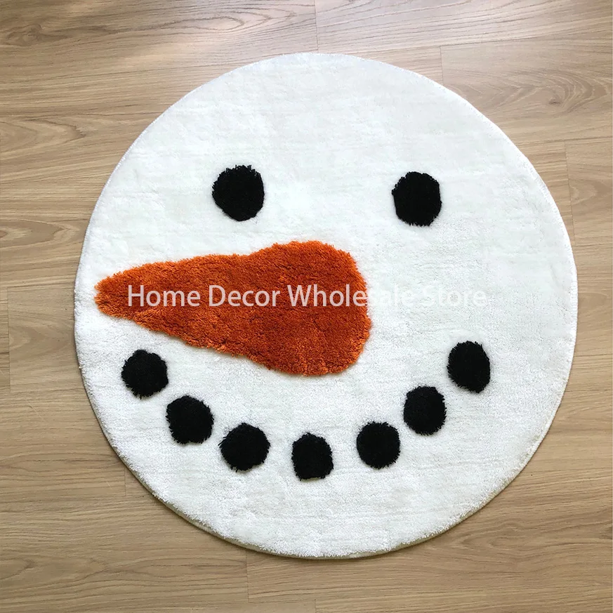 

Snowman Tree Christmas Gifts House Decoration Fluffy Soft Flannel Circle Rug Area Floor Living Room Bedroom non-slip Carpet