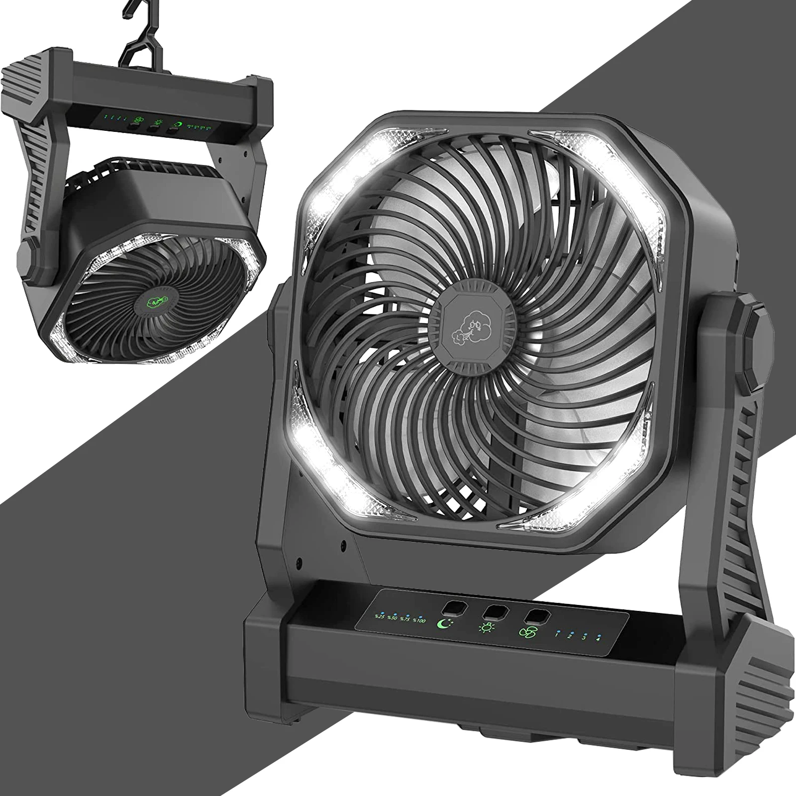 D10 20000mAh Camping LED Fan with Light,Rechargeable Battery Powered Outdoor Tent Fan with Light
D10 20000mAh Camping LED Fan with Light,Rechargeable Battery Powered Outdoor Tent Fan with Light