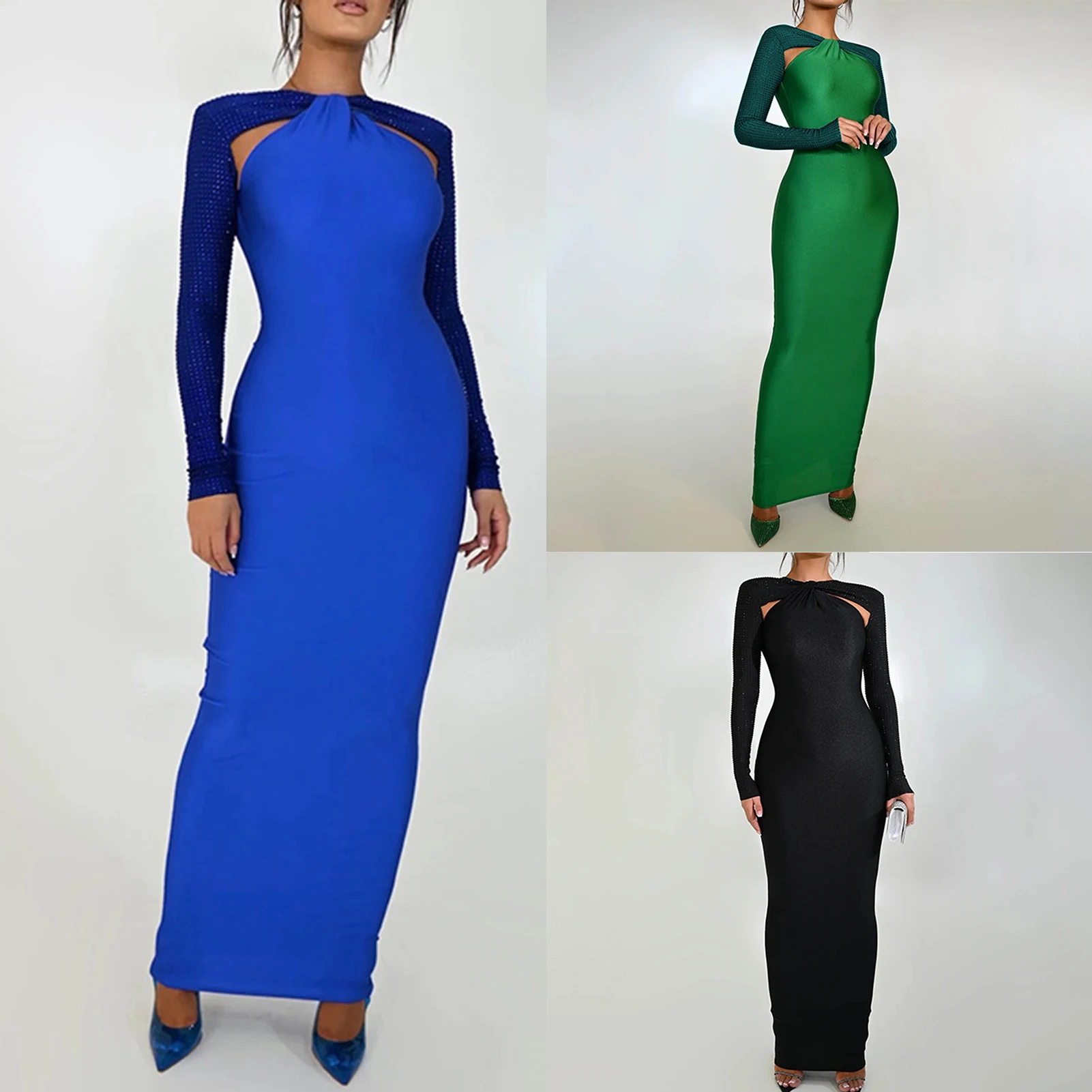 Hollow Out Ladies Elegant Maxi Dress Long Sleeve Women Bodycon Dress Patchwork Slim Fit High Waist Zipper Party Clothing
Hollow Out Ladies Elegant Maxi Dress Long Sleeve Women Bodycon Dress Patchwork Slim Fit High Waist Zipper Party Clothing