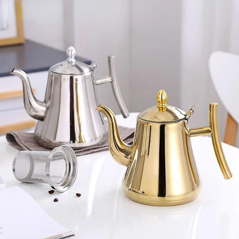 Stainless Steel Coffee Pot 1.2L/1.8L/2.2L Gold Teapot with Filter Metal Teapot Gas Stove Induction Cooker Restaurant Tea Kettle
Stainless Steel Coffee Pot 1.2L/1.8L/2.2L Gold Teapot with Filter Metal Teapot Gas Stove Induction Cooker Restaurant Tea Kettle