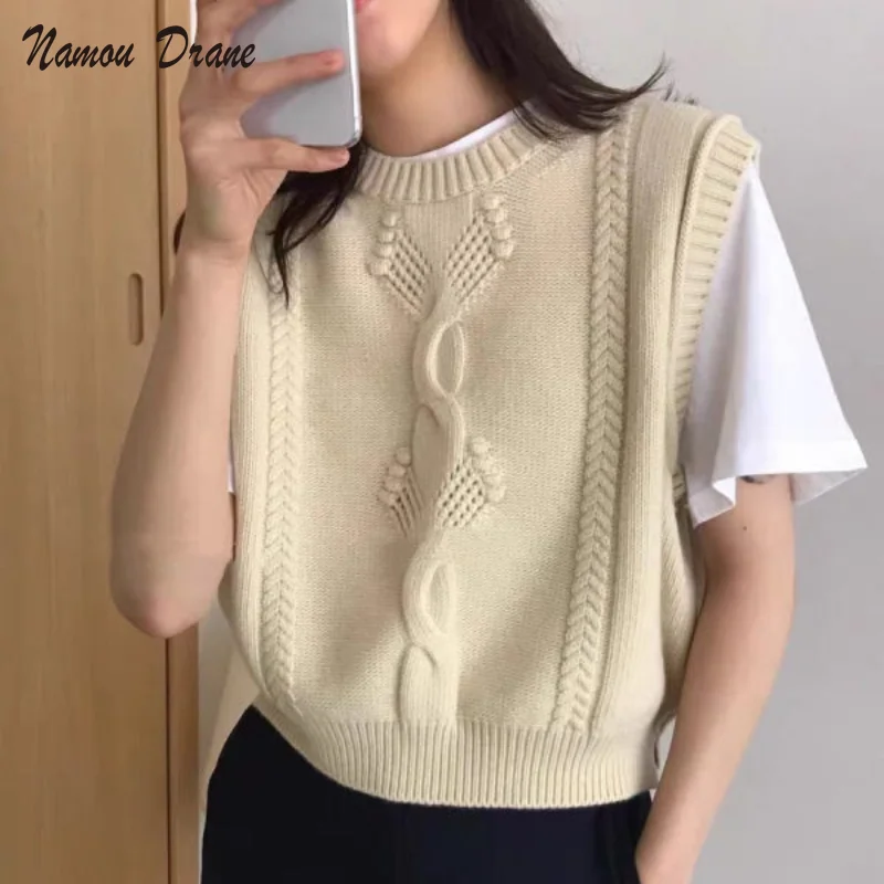 Namou Drane 2022 Spring New Comfortable Linen Pattern Round Neck Knitted Vest Vest Women's Base Sweater harajuku sweater
Namou Drane 2022 Spring New Comfortable Linen Pattern Round Neck Knitted Vest Vest Women's Base Sweater harajuku sweater