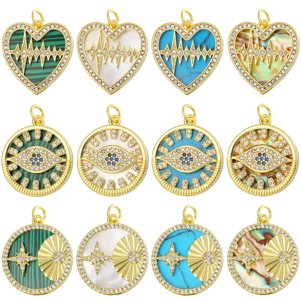 Juya 18K Real Gold Plated Handicraft Imitation Shell Love Heart Heartbeat Greek Evil Eye Sun Star Charms For DIY Jewelry Making
Juya 18K Real Gold Plated Handicraft Imitation Shell Love Heart Heartbeat Greek Evil Eye Sun Star Charms For DIY Jewelry Making