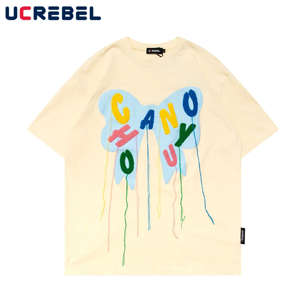 Bow-knot Embroidery Short Sleeve T-shirt Mens Tassel Letter Round Neck Cotton Tee High Street Shoulder Drop Loose Half-Sleeve
Bow-knot Embroidery Short Sleeve T-shirt Mens Tassel Letter Round Neck Cotton Tee High Street Shoulder Drop Loose Half-Sleeve