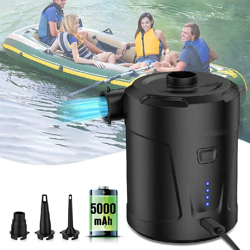 New 5000mAh Electric Air Pump Potable Inflatable Pump Compressor 3 Nozzles For Mattress Swimming Pool Fast Air Filling Inflator
New 5000mAh Electric Air Pump Potable Inflatable Pump Compressor 3 Nozzles For Mattress Swimming Pool Fast Air Filling Inflator