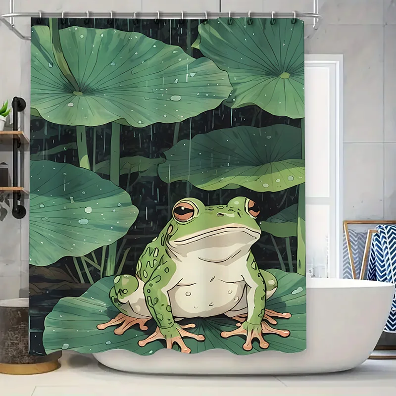 Полиэстерная занавеска для душа с изображением лягушки на листьях лотоса 180x180 см
Полиэстерная занавеска для душа с изображением лягушки на листьях лотоса 180x180 см