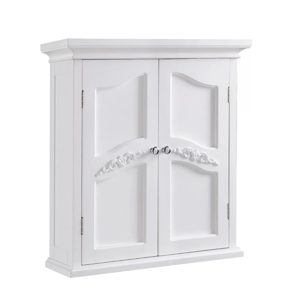

Деревянный стеновой шкаф с 2 полками, белый модный шкаф с регулируемым хранилищем и прочным дизайном Съемник