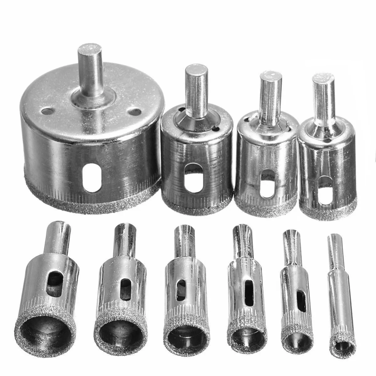 10pcs Diamond Coated Hss Drill Bit Set Tile Marble Glass Ceramic Hole Saw Drilling Bits For Power Tools 6mm-30mm
10pcs Diamond Coated Hss Drill Bit Set Tile Marble Glass Ceramic Hole Saw Drilling Bits For Power Tools 6mm-30mm