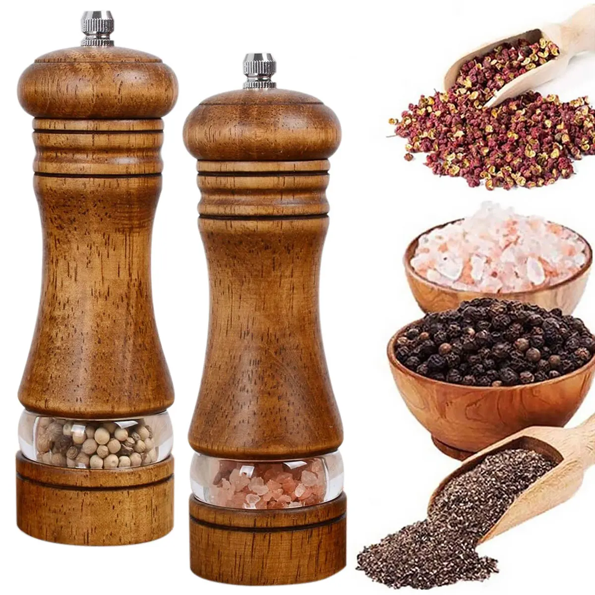 2PCS Manual Pepper and Salt Mill Wooden Adjustable Pepper Grinder Spice Shaker Professional Pepper Grinder Home Kitchen Gadgets
2PCS Manual Pepper and Salt Mill Wooden Adjustable Pepper Grinder Spice Shaker Professional Pepper Grinder Home Kitchen Gadgets