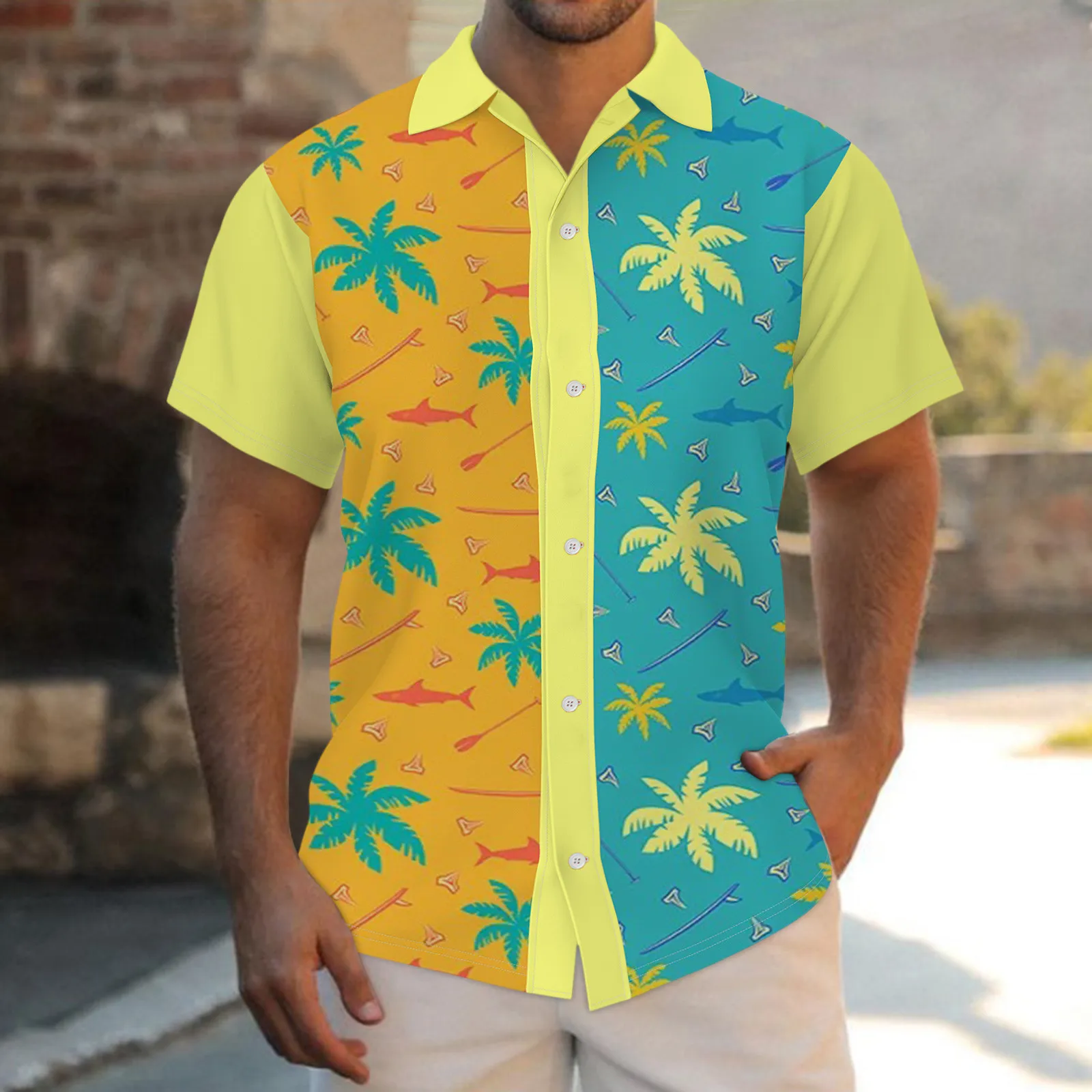 Color Block Beachwear Shirts Men Short Sleeve Hawaiian Shirt Casual Summer Shirt Men Blouse Streetwear Loose Surfing Chemise
Color Block Beachwear Shirts Men Short Sleeve Hawaiian Shirt Casual Summer Shirt Men Blouse Streetwear Loose Surfing Chemise