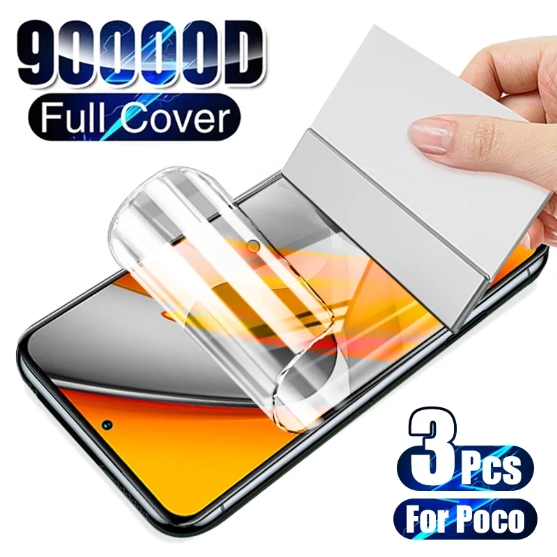 

3PCS Hydrogel Film For Xiaomi Poco X3 X4 X5 Pro NFC F3 F4 GT Screen Protector For Poco F2 M2 M4 Pro F1 M3 M5 M5S X2 C40 C50 Film