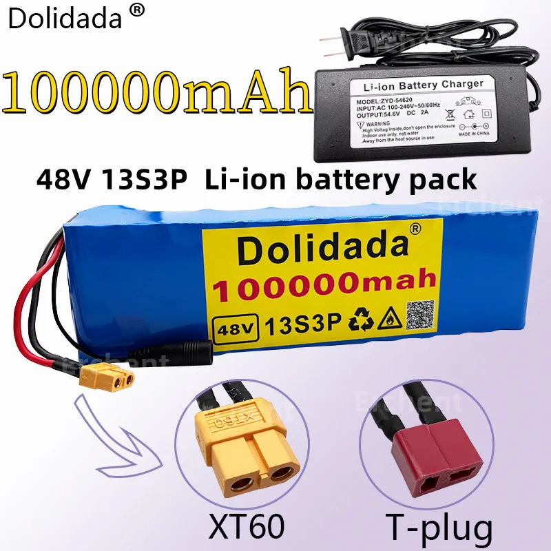New high capacity 48V 100000mAh, 13S3P Li-ion battery pack for electric devices of the same voltage, with BMS, +54.6V charger
New high capacity 48V 100000mAh, 13S3P Li-ion battery pack for electric devices of the same voltage, with BMS, +54.6V charger