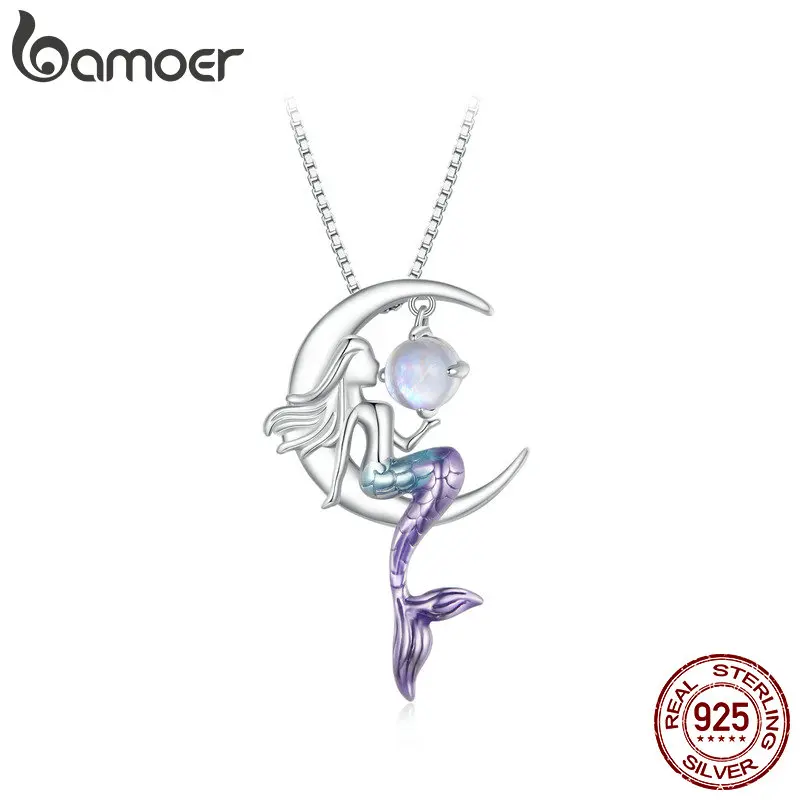 Bamoer 925 Sterling Silver Mermaid Pendant Necklace Moon Neck Chain for Women Delicate Birtrhday Gift Fine Jewelry
Bamoer 925 Sterling Silver Mermaid Pendant Necklace Moon Neck Chain for Women Delicate Birtrhday Gift Fine Jewelry