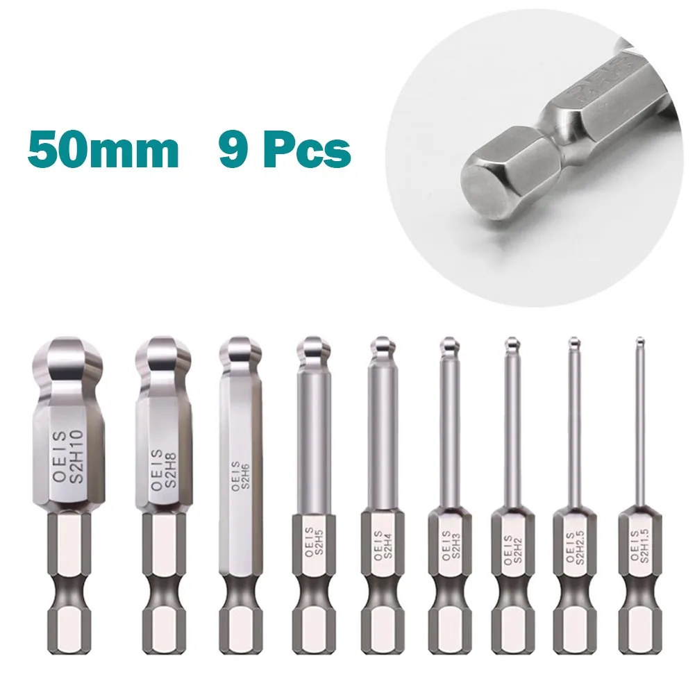 9 Pcs 50mm Ball End Screwdriver Bits Magnetic Hex Screwdriver Bits Electric Screwdriver Set Wrench Driver Bit Hand Tools
9 Pcs 50mm Ball End Screwdriver Bits Magnetic Hex Screwdriver Bits Electric Screwdriver Set Wrench Driver Bit Hand Tools