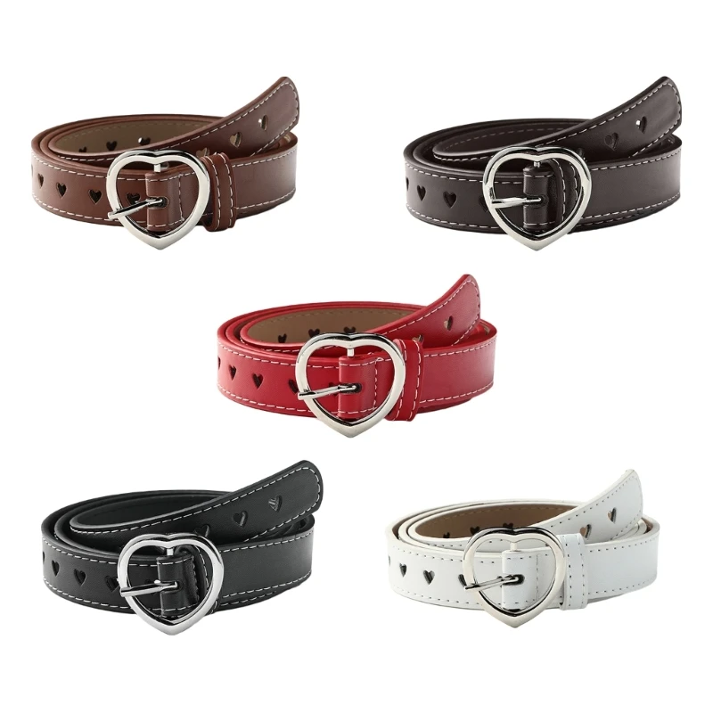 Ремень с пряжкой в форме сердца для женщин и девушек, однотонный пояс для джинсов из искусственной кожи с отверстиями в форме сердца, для пальто и штанов 
Ремень с пряжкой в форме сердца для женщин и девушек, однотонный пояс для джинсов из искусственной кожи с отверстиями в форме сердца, для пальто и штанов