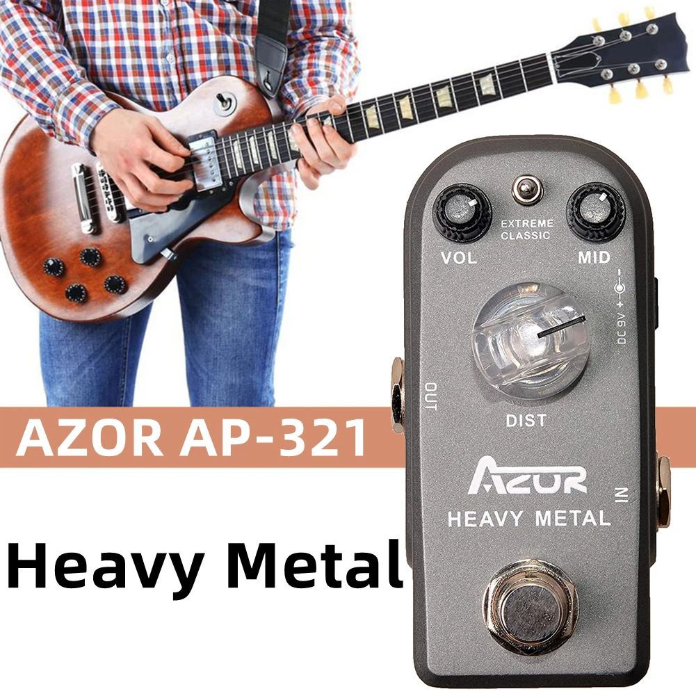 AZOR AP-321 Heavy Metal Distortion Mini Guitar Pedal Effect 3Mode Control True Bypass 9V Micro Pedal VOL/DIST/MI D Function
AZOR AP-321 Heavy Metal Distortion Mini Guitar Pedal Effect 3Mode Control True Bypass 9V Micro Pedal VOL/DIST/MI D Function