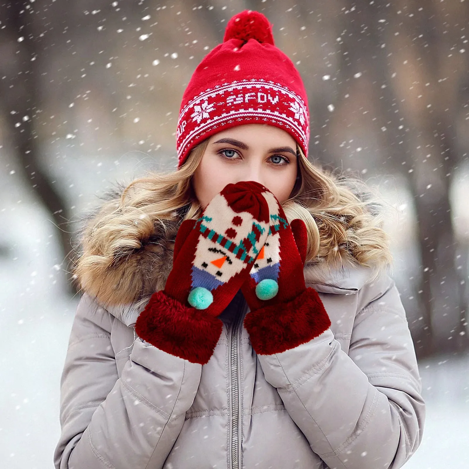Velvet Thickening Knit Pattern Cute Warm Gloves Casual Mittens Winter Women's Christmas Gloves
Velvet Thickening Knit Pattern Cute Warm Gloves Casual Mittens Winter Women's Christmas Gloves