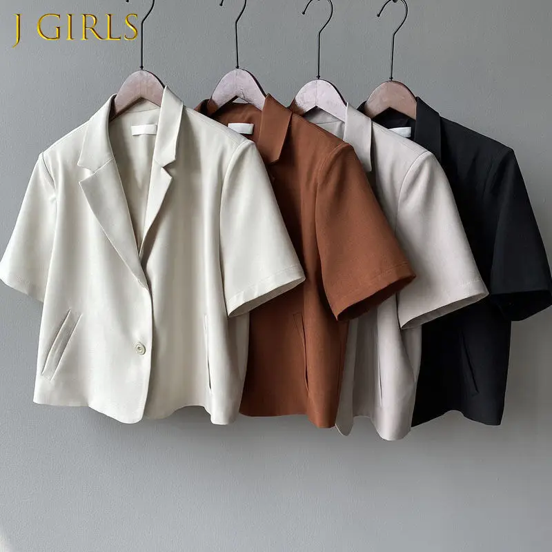 J GIRLS Blazers Women Retros Fashion Short Sleeve Vintage Summer Korean Style Crop Outwear OL Office Lady All-match Ins Mature
J GIRLS Blazers Women Retros Fashion Short Sleeve Vintage Summer Korean Style Crop Outwear OL Office Lady All-match Ins Mature