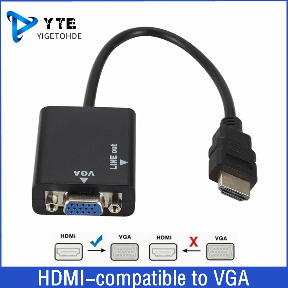 

Видеоконвертер hdmi-vga, HD 1080P, цифро-аналоговый адаптер с аудиокабелем 3,5 мм для ПК, ноутбука, проектора HDTV